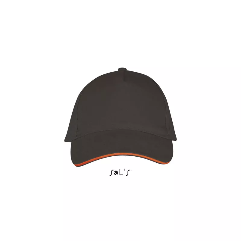 Czapka z daszkiem 5-panelowa 260 g/m² Sol's LONG BEACH - Dark Grey / Orange (S00594-DO)