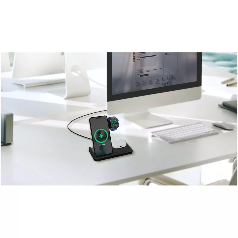 SCX.design W28 bezprzewodowa baza ładująca 3 w 1 ze stojakiem na telefon - Czarny (2PX13590)