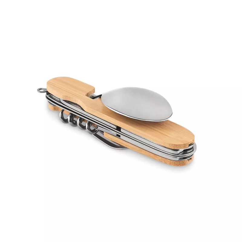 Sztućce kempingowe składane 5 w 1 SUBETE - Drewna (MO6473-40)