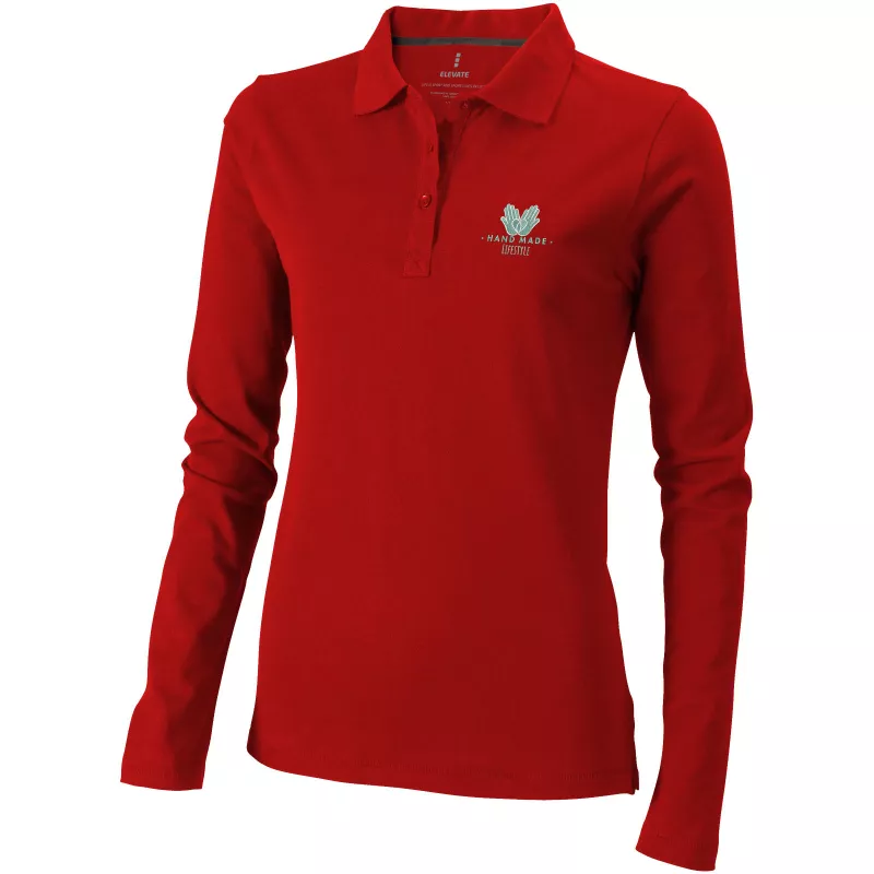 Damskie polo Oakville z długim rękawem - Czerwony (38087-RED)