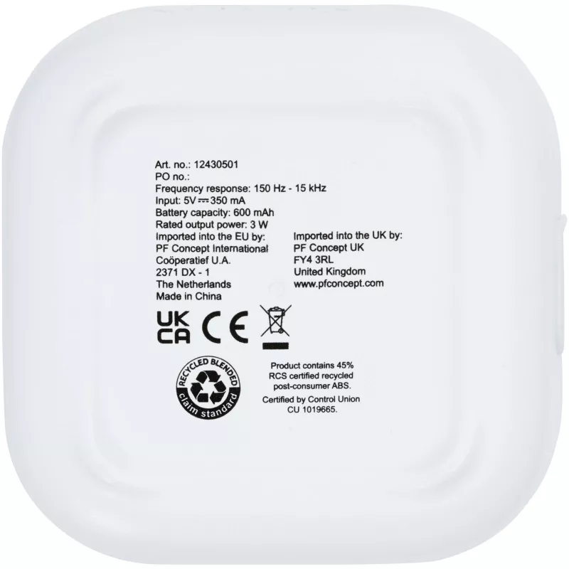Stark głośnik Bluetooth® 2.0 o mocy 3 W z tworzyw sztucznych pochodzących z recyklingu z certyfikatem RCS - Biały (12430501)