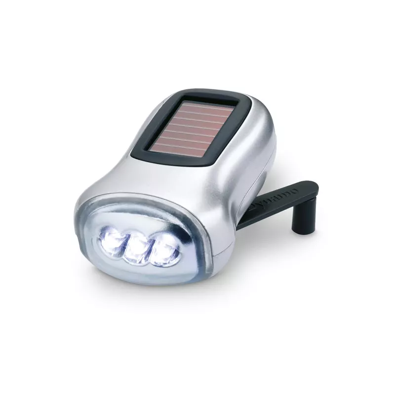 Latarka solarna z dynamem 40 mAh DYNASOL - Srebrny Mat (KC7130-16)