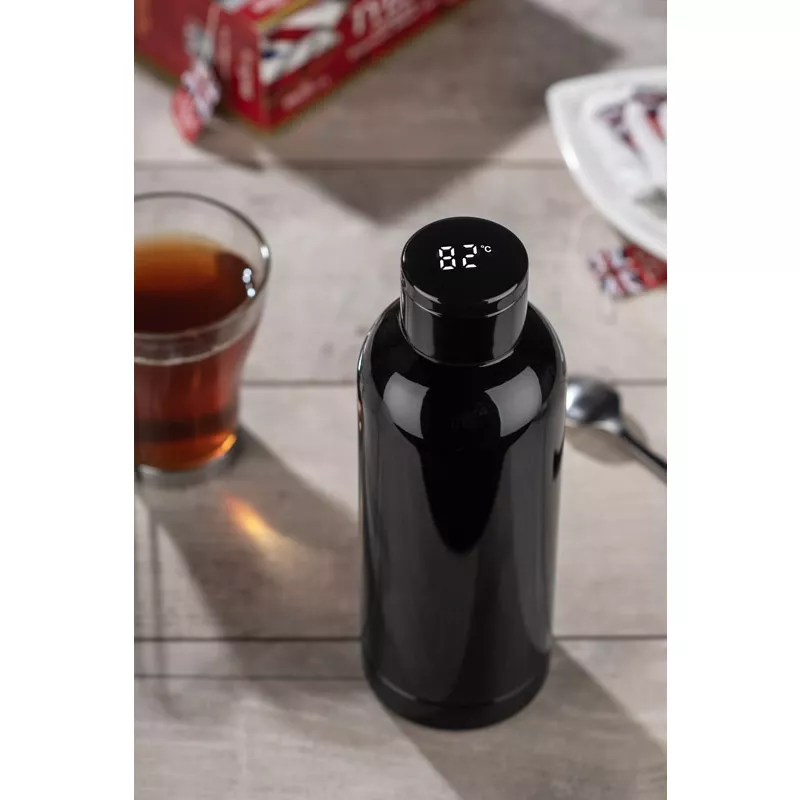 Butelka termiczna z termometrem CELIKA 500 ml - czarny (16228-02)