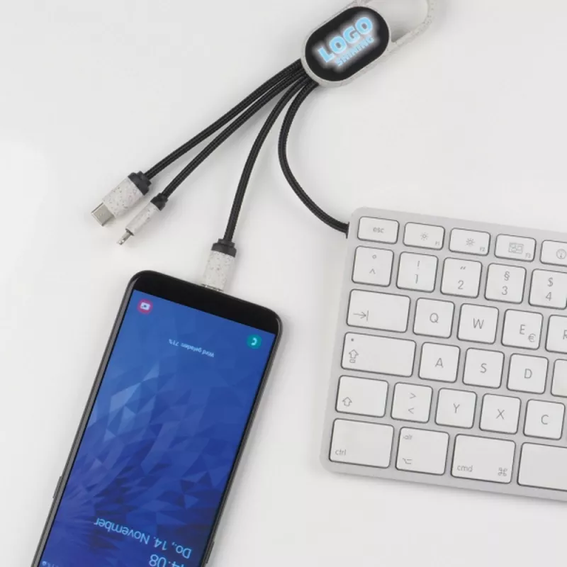 Kabel do ładowania 3w1 CARMEN - beżowy (3196113)