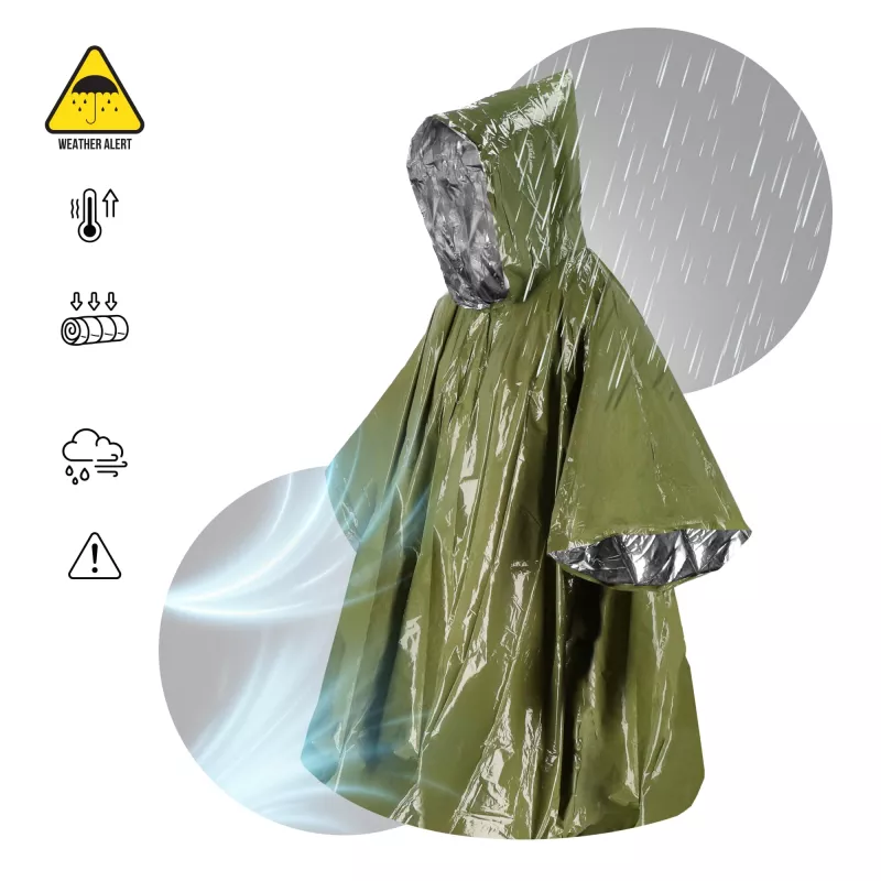 Ponczo termiczne 2 w 1 do survivalu na świeżym powietrzu - Dried Green (LT94581-N0049)