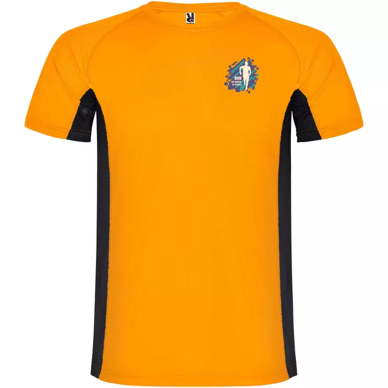 Shanghai sportowa koszulka męska z krótkim rękawem - Czarny-Fluor Orange (R6595-BLACK-FLORANGE)