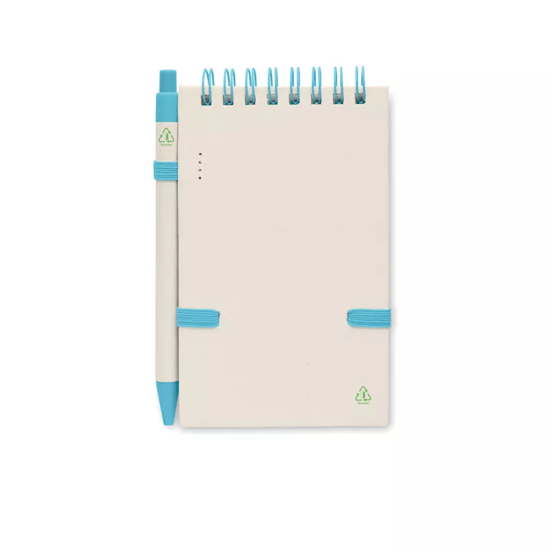 Notes A6 z recyklingu 70 kartek z długopisem MITO SET - Turkusowy (MO6837-12)