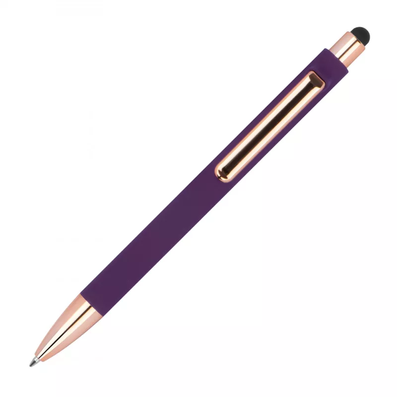 Długopis gumowany z touch penem - fioletowy (1387312)
