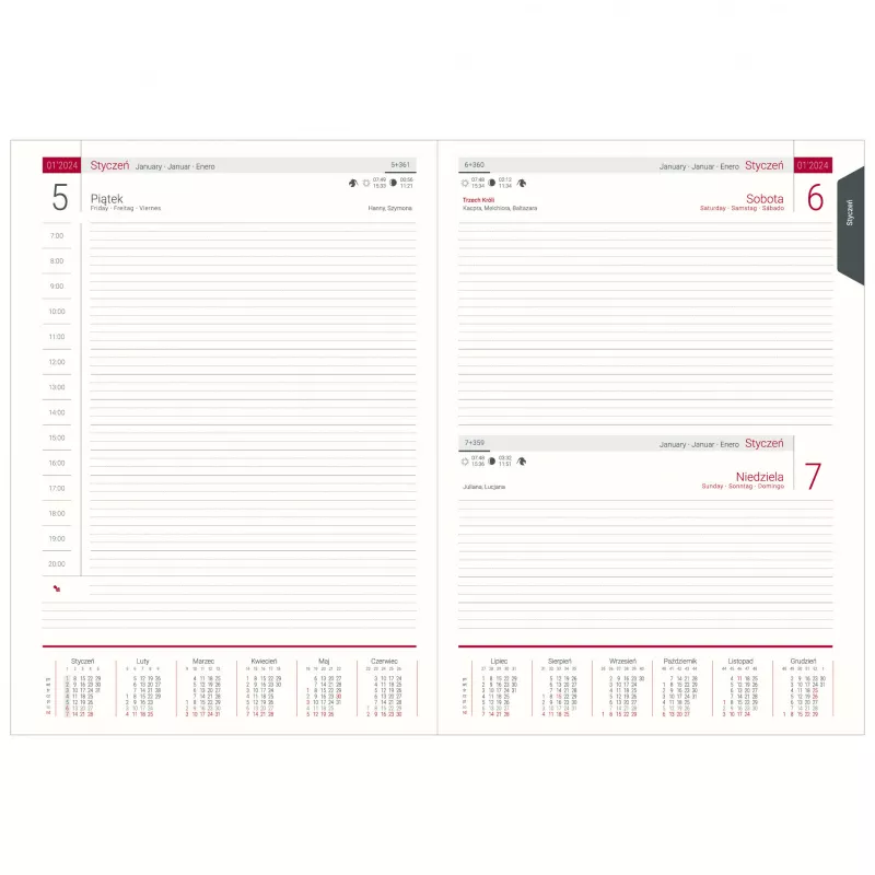 Kalendarz książkowy B5, dzienny, bez registrówi VIVO - różne kolory (KK-BCV-403.D.)