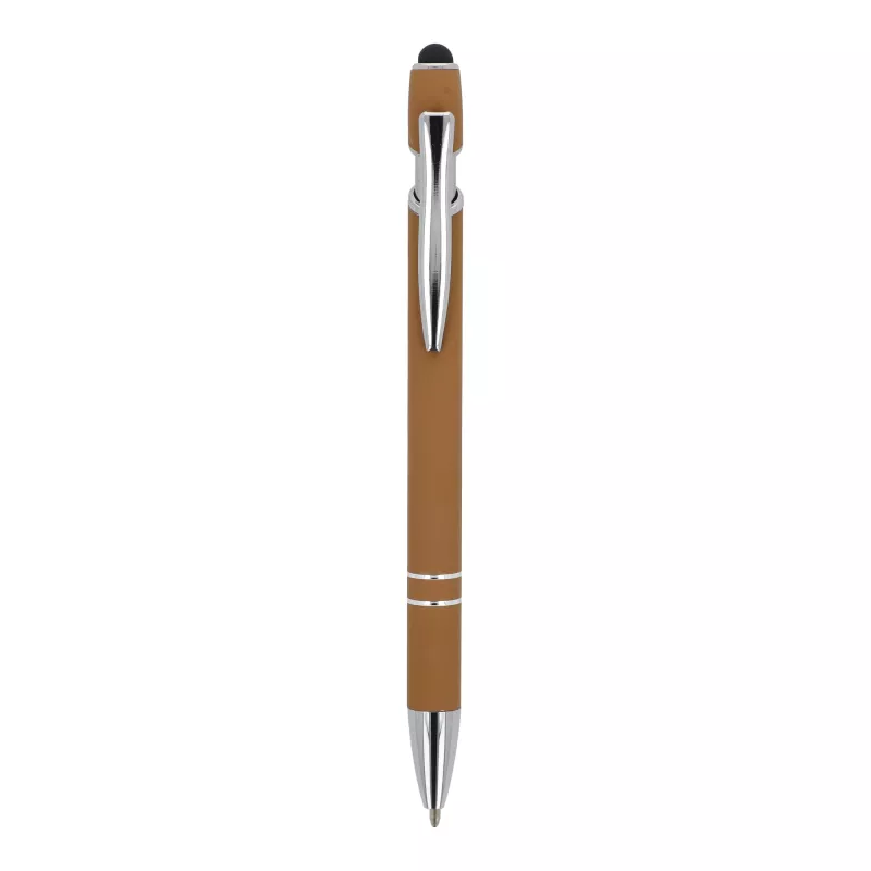 Długopis metalowy gumowany z touch-penem Paris  - koniak (LT87782-N0053)