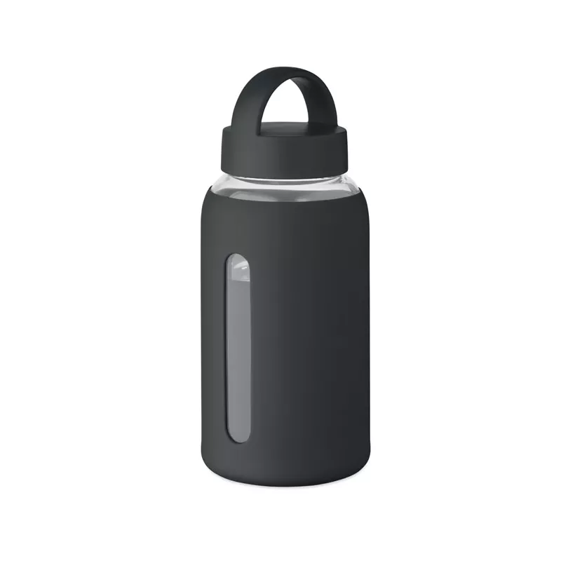 Butelka szklana z pokrowcem 600 ml BORIS - Czarny (MO2912-03)