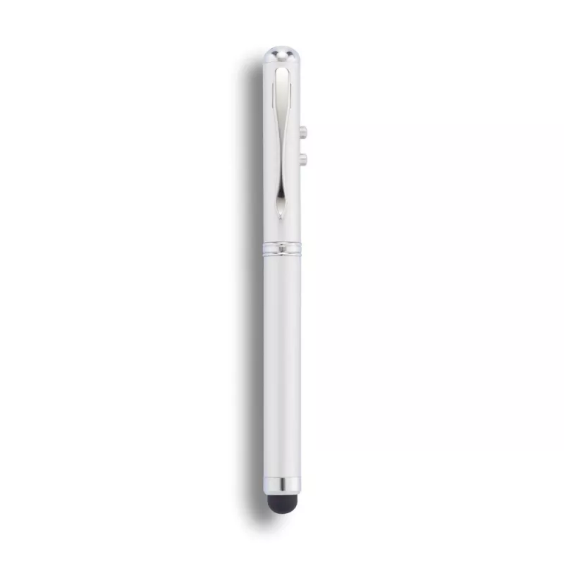 Długopis 4 w 1, touch pen, wskaźnik laserowy, latarka - srebrny (P327.102)