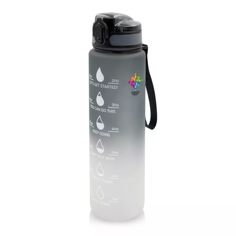 Butelka sportowa 1000 ml Air Gifts z miarką motywacyjną | Kayleigh - szary (V2144-19)
