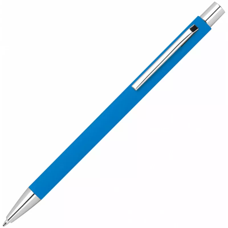 Długopis metalowy z powierzchnią soft touch - jasnoniebieski (1368024)