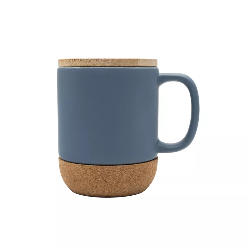 Kubek ceramiczny z bambusową przykrywką 400 ml - szary (R85309.21)