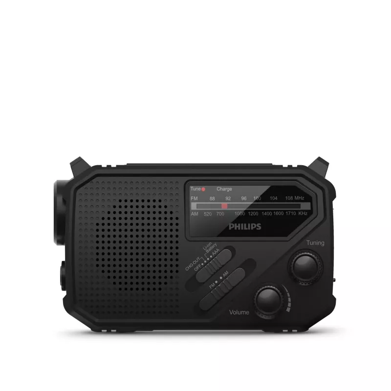Radio awaryjne Philips TAR1609 z analogowym tunerem FM/AM i latarką - czarny (LT42262-N0002)