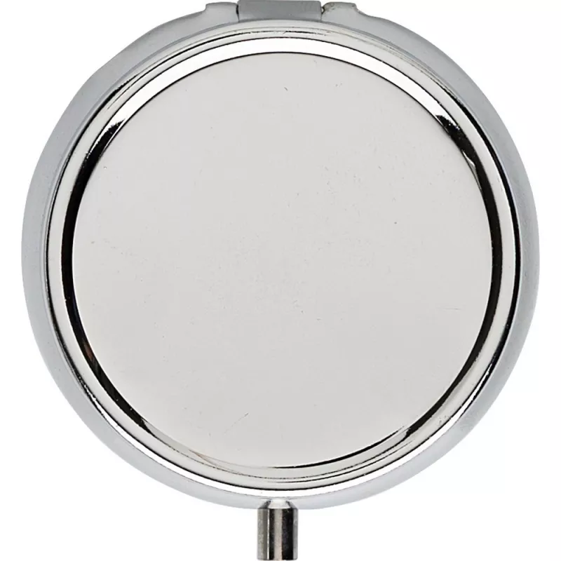 Metalowy pojemnik na tabletki z 3 przegrodami, lusterko - srebrny (V1536-32)