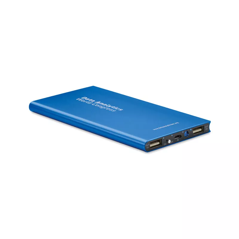 Powerbank płaski aluminiowy 8000 mAh POWERFLAT8 - Niebieski (MO8839-37)