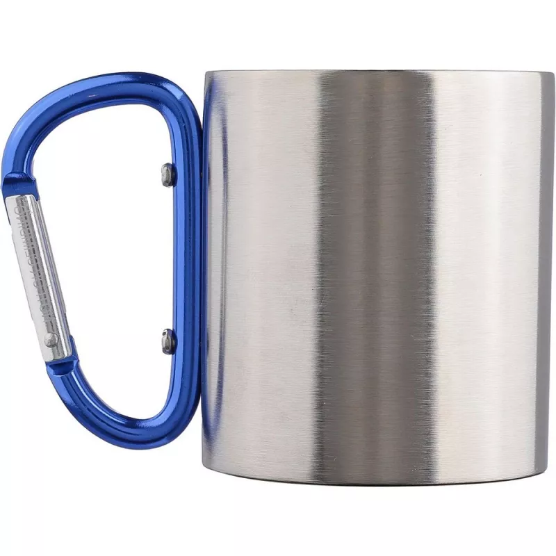 Metalowy kubek 185 ml z karabińczykiem - granatowy (V0646-04)