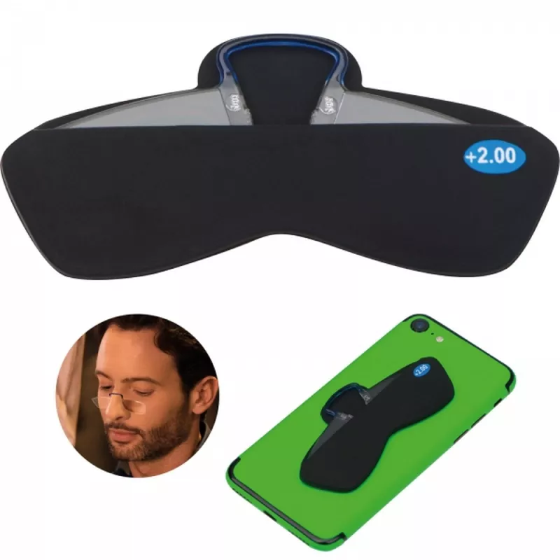 Okulary +2.00 z etui do smartfona CESARE - czarny (5075503)