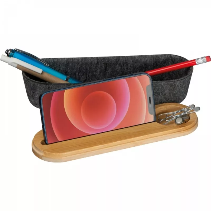 Organizer na biurko z filcu z recyklingu LUISE - ciemnoszary (2385977)