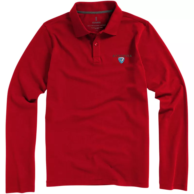 Męskie polo Oakville z długim rękawem - Czerwony (38086-RED)
