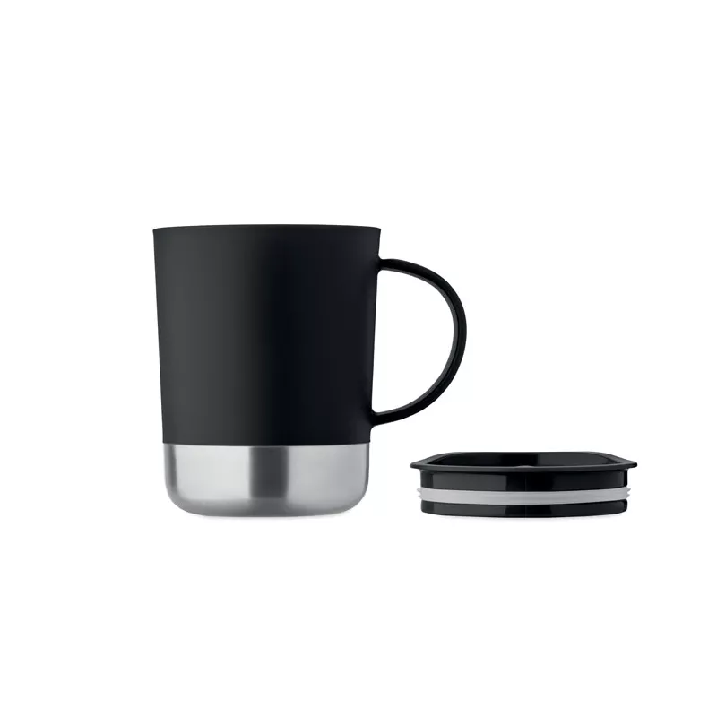 Kubek z PP z przesuwaną pokrywką 300 ml BEAKER - Czarny (MO2772-03)