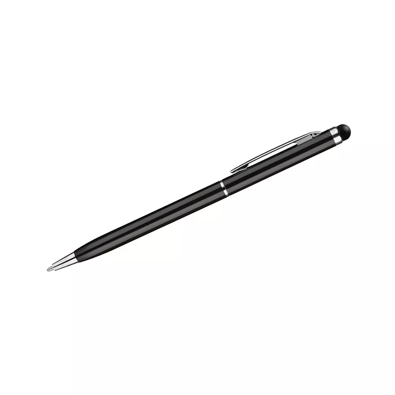 Cienki metalowy długopis reklamowy z touch penem TIN 2 - czarny (19610-02)