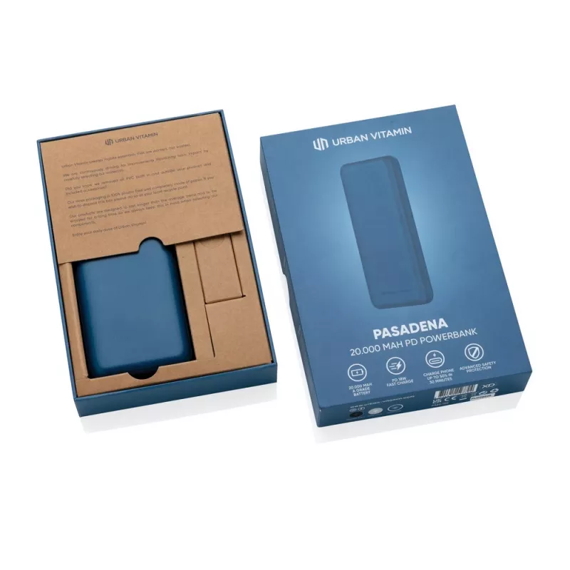 Szybki power bank 20000 mAh Urban Vitamin - niebieski (P322.755)