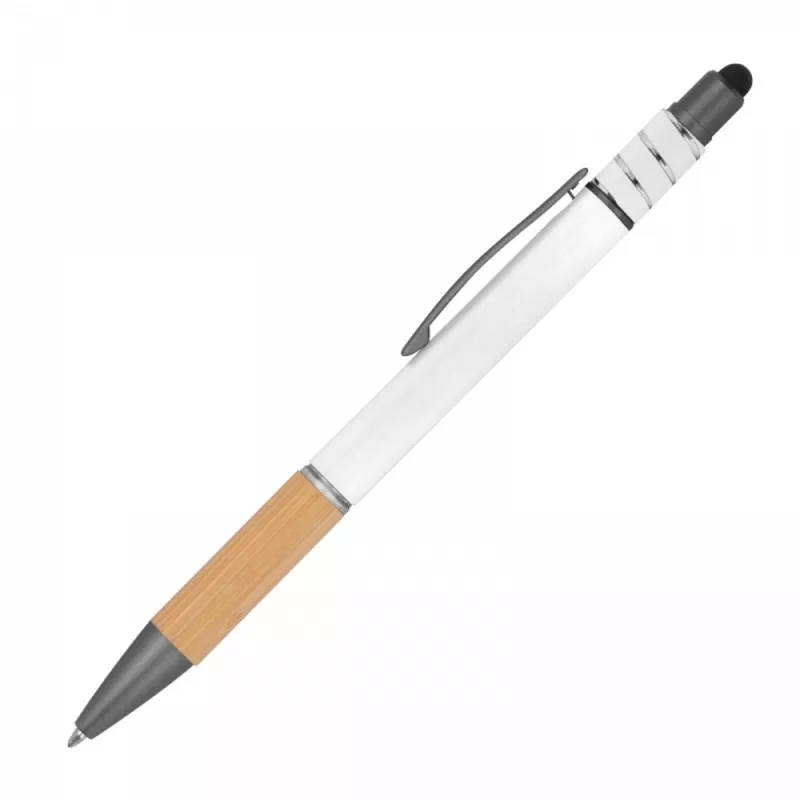 Długopis aluminiowy antystres touch pen MANUELA - biały (1387606)