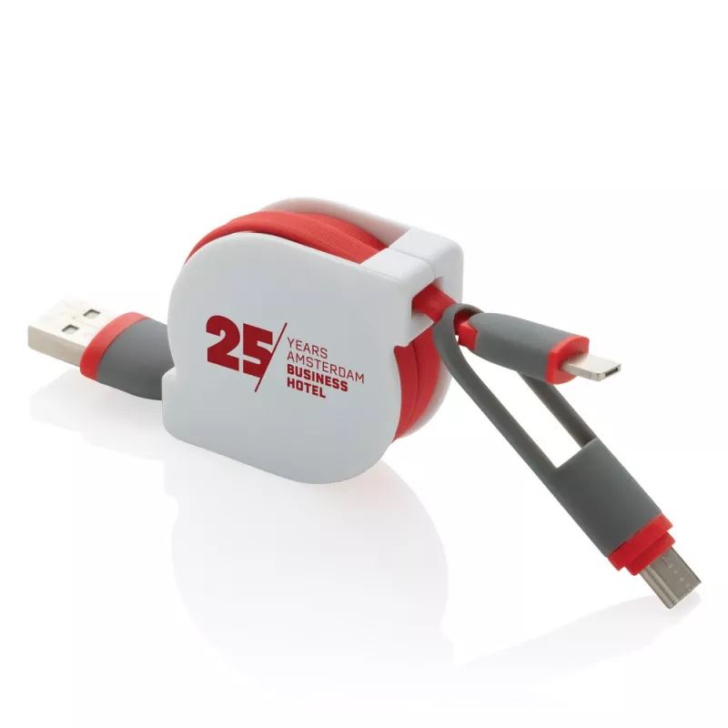 Zwijany kabel do ładowania i synchronizacji 3 w 1 - czerwony (P302.224)