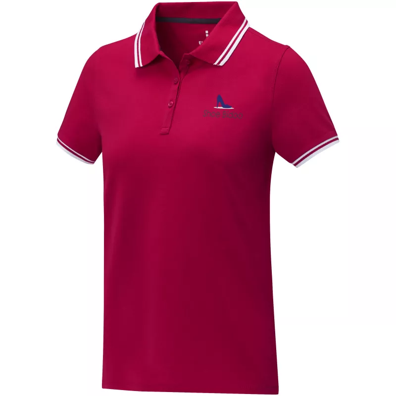 Damska koszulka polo Amarago z kontrastowymi paskami i krótkim rękawem - Czerwony (38109-RED)