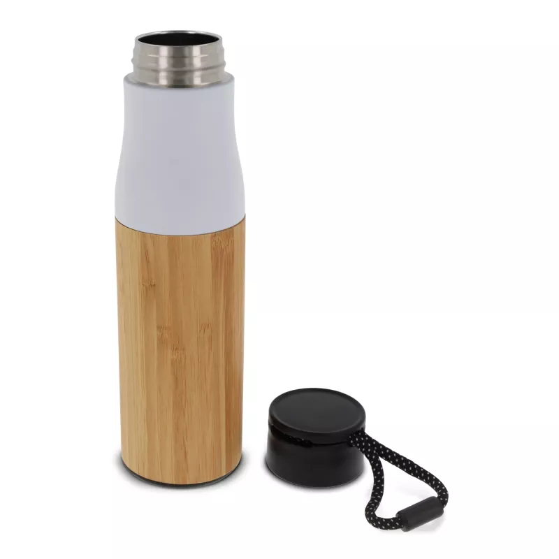 Termiczna butelka bambusowa z uchwytem 500ml - biały (LT98857-N0001)