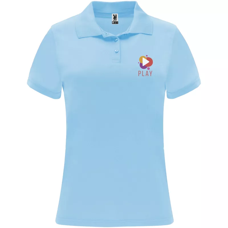 Damska sportowa koszulka polo z poliestru 150 g/m² ROLY MONZHA WOMAN 0410 - Błękitny (R0410-SKY BLUE)