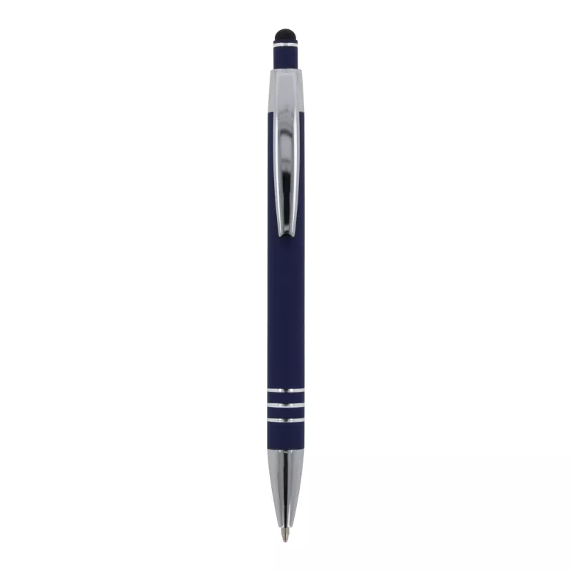 Długopis metalowy gumowany z touch penem Athens - ciemnoniebieski (LT87781-N0010)