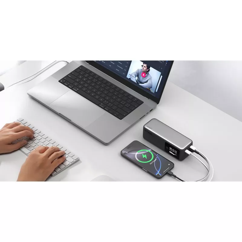 Power bank 27600 mAh, 140 W, Aukey - srebrny (VAM15-32)
