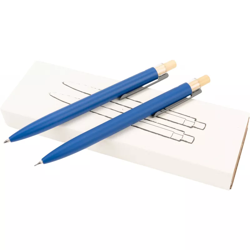 Zestaw piśmienny długopis półżelowy i ołówek automatyczny z aluminium z recyklingu SIEGFRIED - niebieski (1442604)