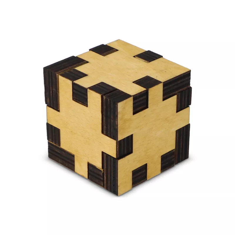 Drewniana kostka puzzle - drewniany / jasny (LT90758-N9393)