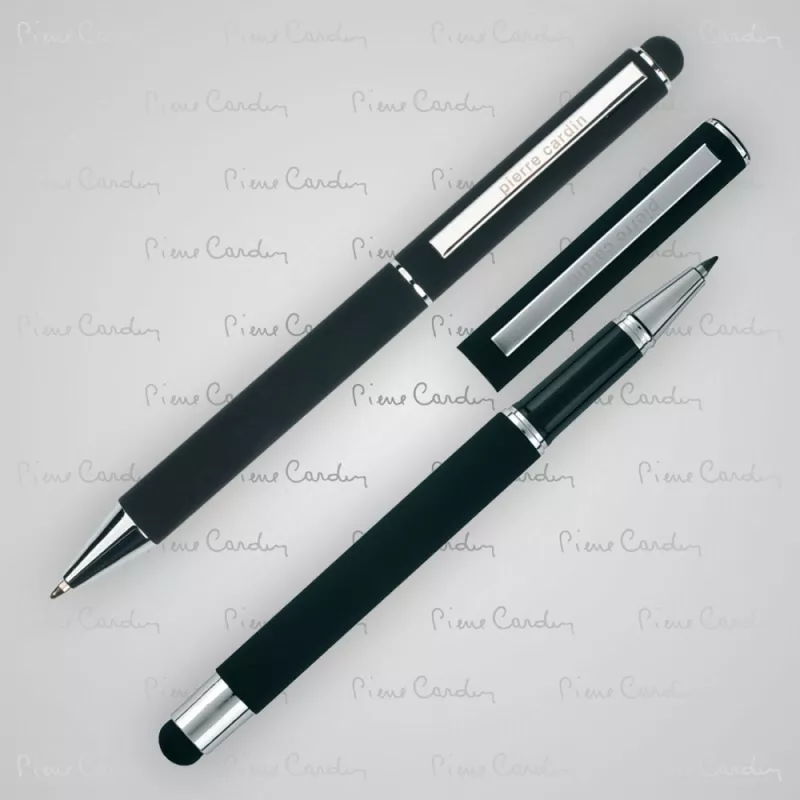 Zestaw piśmienny długopis i pióro kulkowe soft touch CLAUDIE - czarny (B0401201IP303)