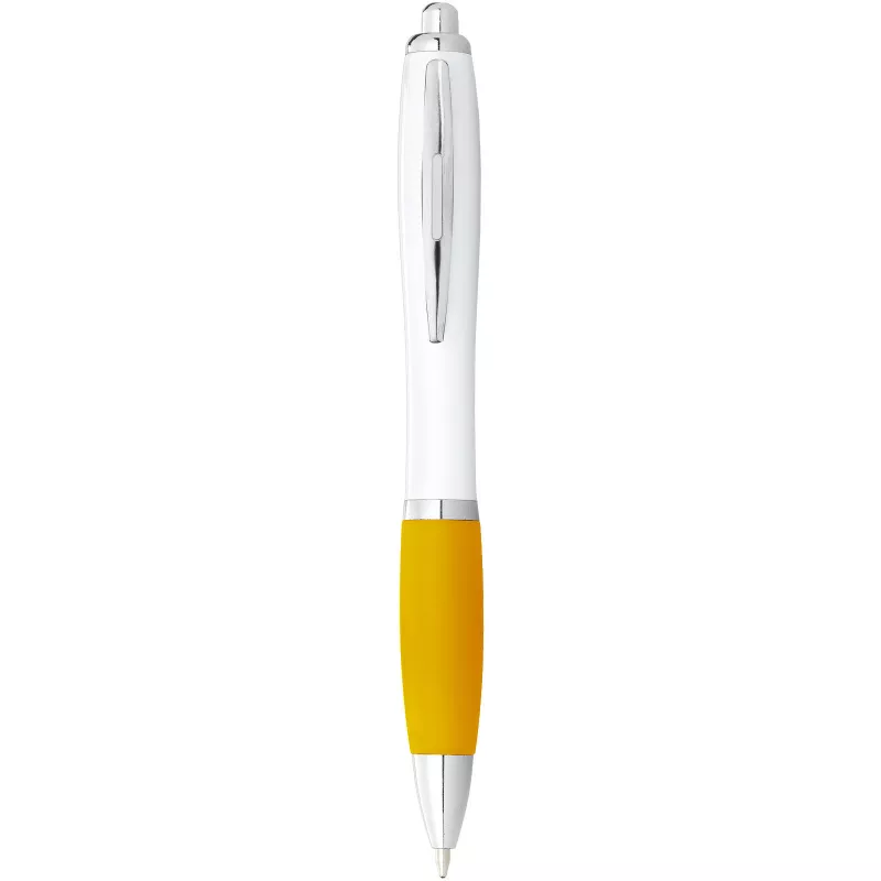 Długopis Nash z białym korpusem i kolorwym uchwytem - Biały-Żółty (10690004)