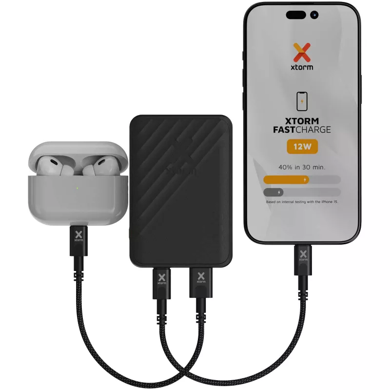 Xtorm Go2 powerbank 12 W 5000 mAh z szybkim ładowaniem  - Czarny (12440990)