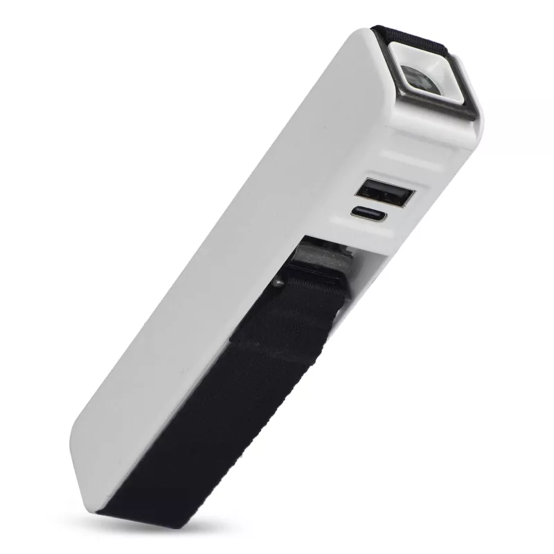 Powerbank 5 w 1 - waga samochodowa - latarka - linijka - miernik temperatury - biały (LT95563-N0001)