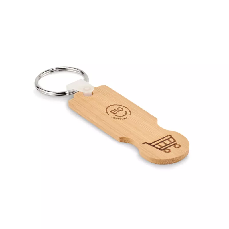 Brelok bambusowy z żetonem do wózka COMPRAS - Drewna (MO6797-40)