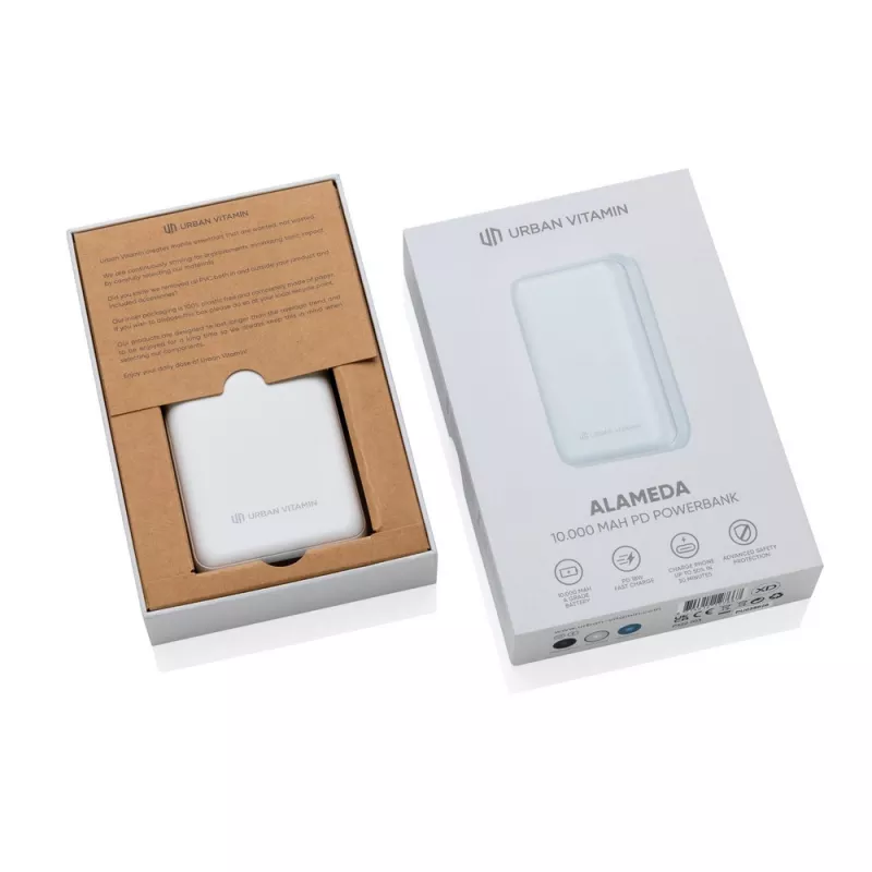 Szybki power bank 10000 mAh Urban Vitamin - biały (P322.703)