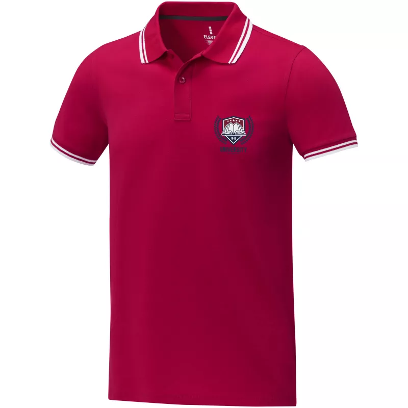 Męska koszulka polo Amarago z kontrastowymi paskami i krótkim rękawem - Czerwony (38108-RED)