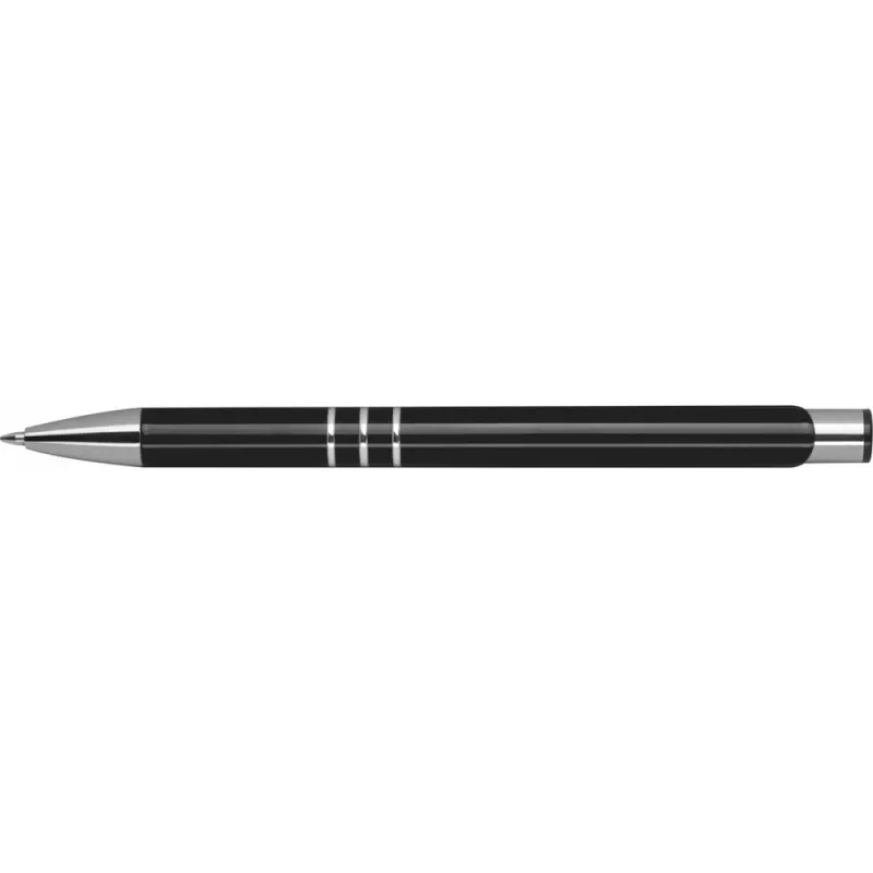 Czarny długopis metalowy z trzema chromowanymi ringami idealne pod grawer reklamowy