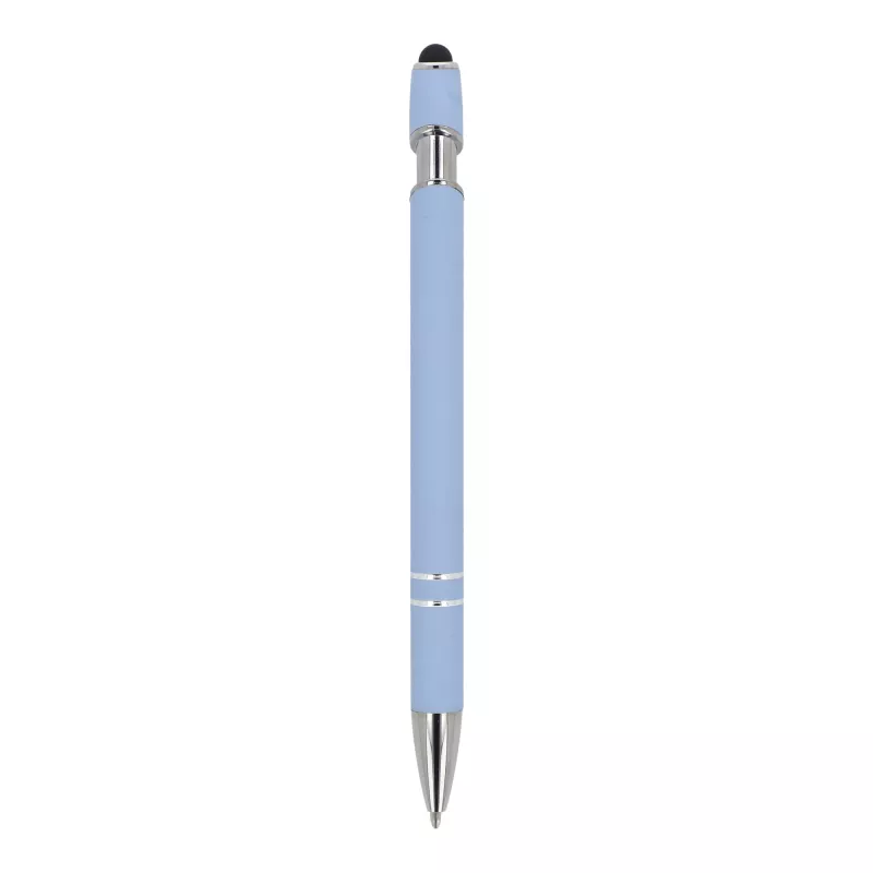 Długopis metalowy gumowany z touch-penem Paris  - pastelowoniebieski (LT87782-N0016)