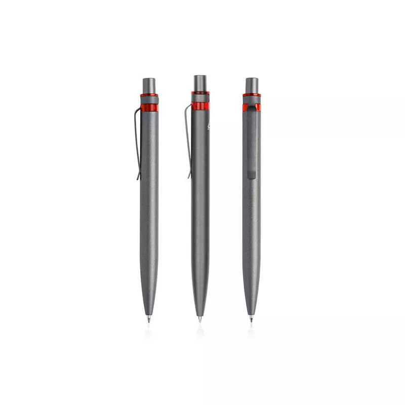 Aluminiowy długopis z recyklingu z kolorowym akcentem - Czerwony (IP13155252)