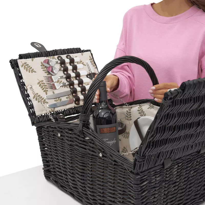 Wiklinowy kosz piknikowy - ciemnobrązowy (56-0604036)