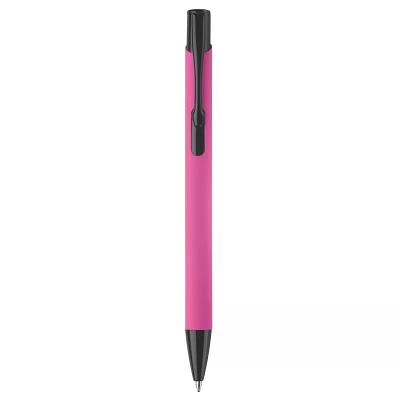 Długopis meatlowy gumowany Alicante - różowy / czarny (LT80537-N7602)